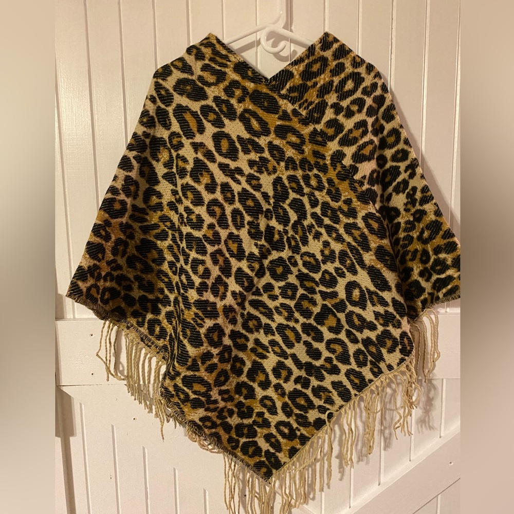 Cheetah Print Over the Head Poncho